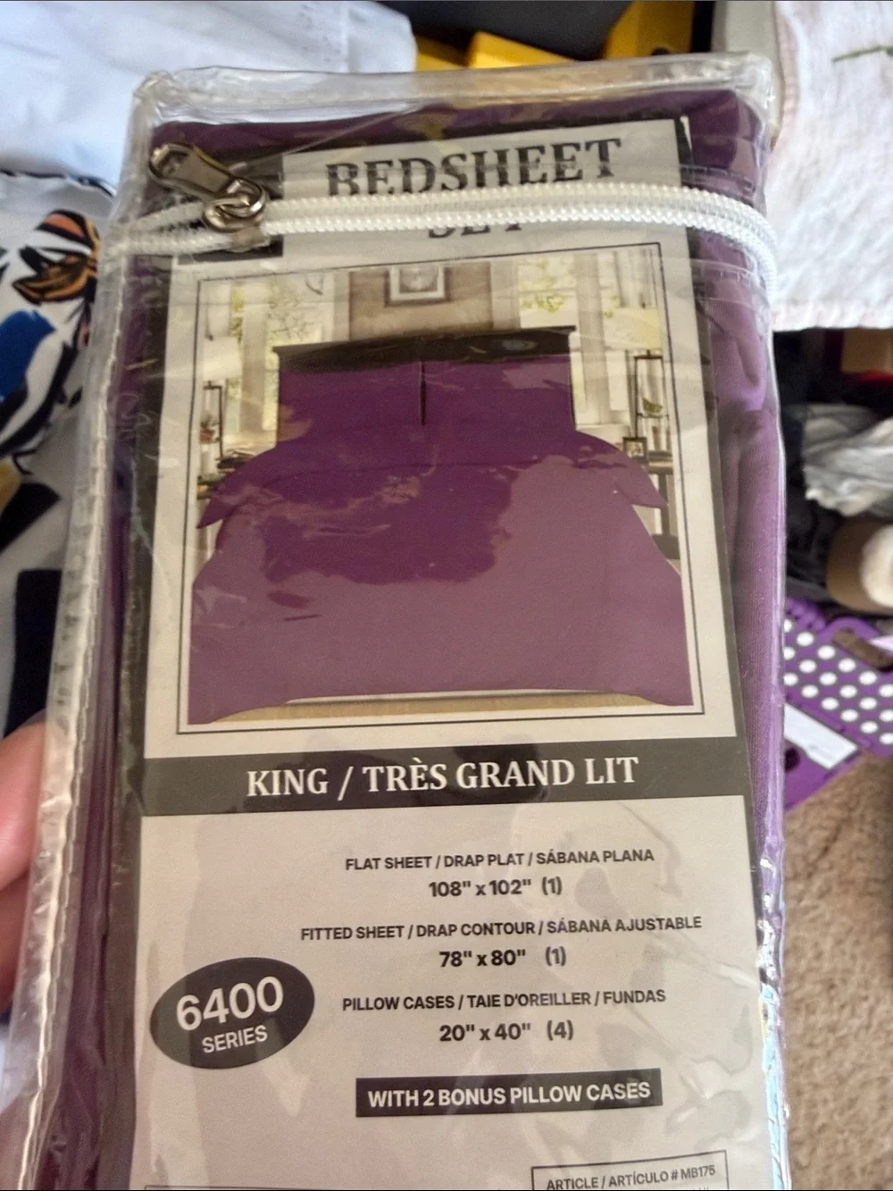 6-Piece Dyed Bed Sheet Set - King, Purple